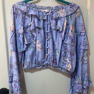 Loveshackfancy purple floral blouse long sleeve *worn once *size XS